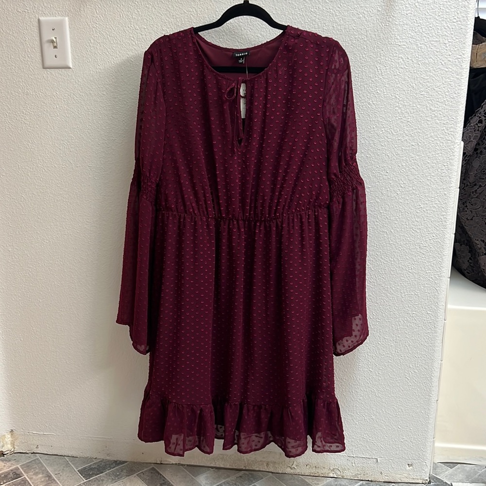 Magenta Mesh Polka Dot Dress